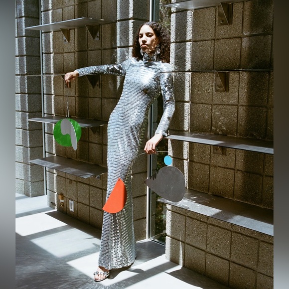 Simon Miller sequin sculpty dress in satellite silver - Picture 4 of 7